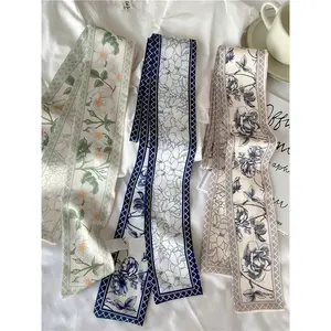 3-Piece Women's Multi-Color Printed Lightweight Scarf, Headband, Tie Set, Unique Touch, Perfect for Daily Wear, Ponytail, Bow, Bag Decoration, Fall Winter Accessories, Boho Floral Scarves