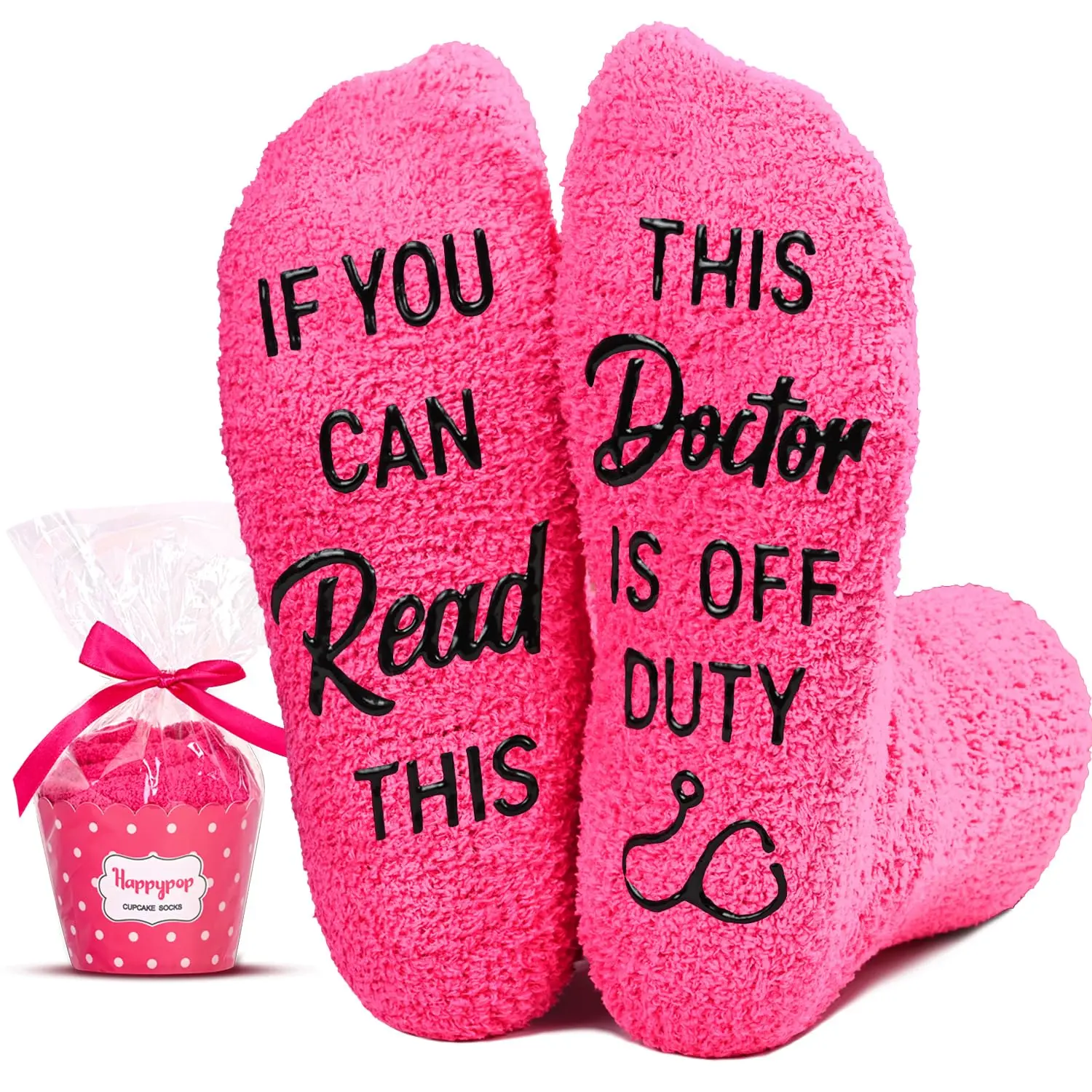 HAPPYPOP Women Fuzzy Doctor Dr Pharmacist Physical Socks, Gifts For Women Future Doctor Socks Doctor Day Presents