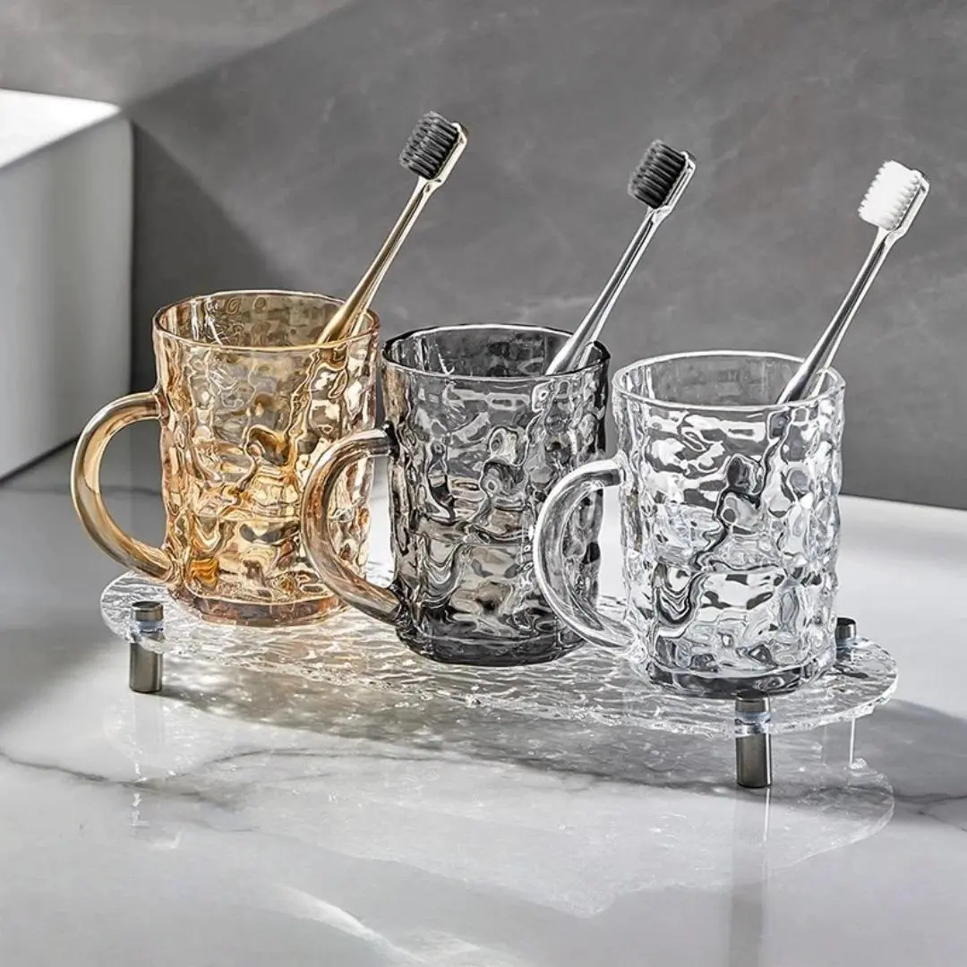 350ML Bathroom Toothbrush Cup Wash Brush Cup Mouthwash Cup Glass Toothbrush Couple Mugs Nordic Travel Set Bathroom Accessories