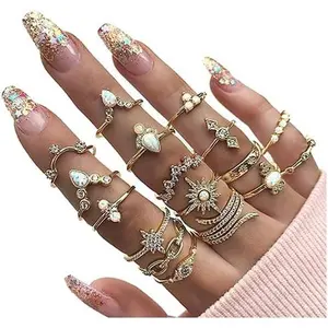 Gold Boho Ring Sets Stackable Knuckle Ring Vintage Snake Finger Rings Set Stacking Joint Midi Trendy Rings Sets for Women
