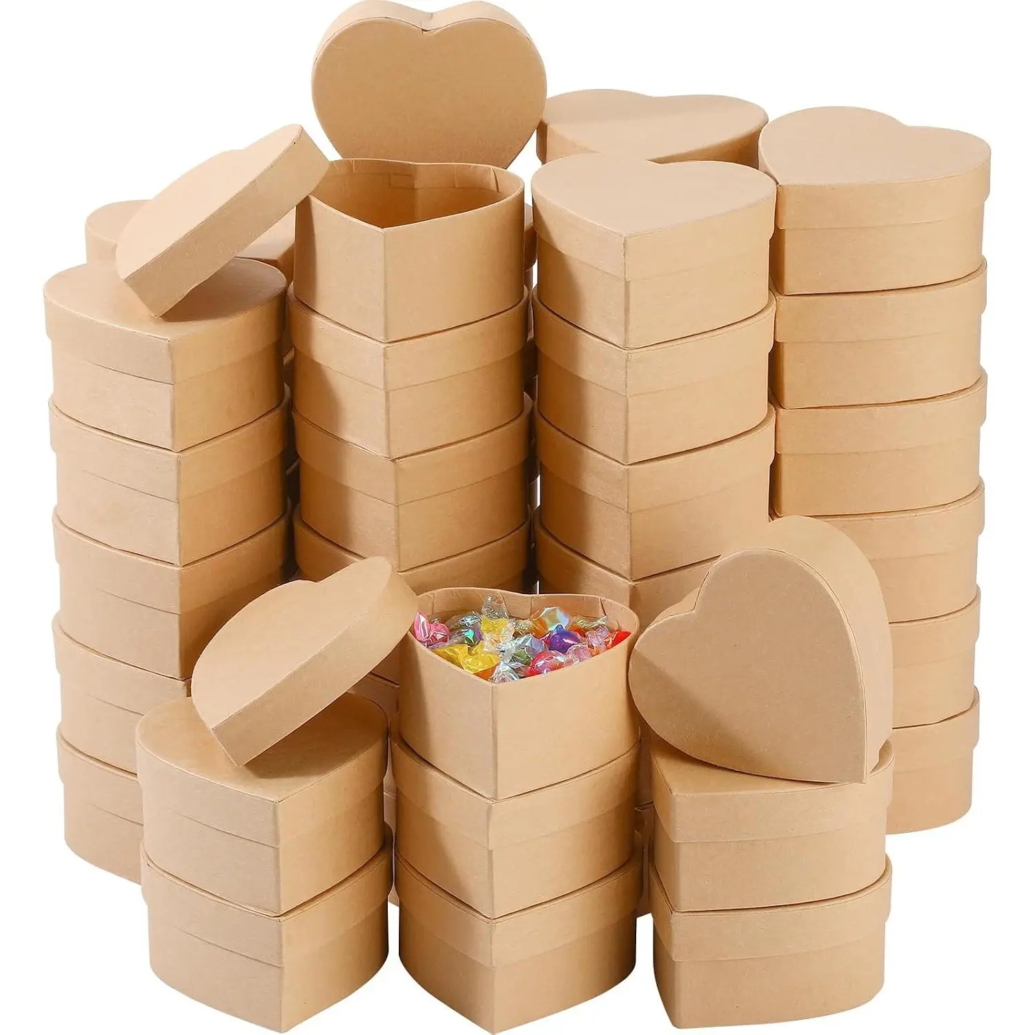 24 Pcs 3.9 Inch Heart Shaped Paper Mache Boxes with Lids, Nesting DIY Cardboard Gift Boxes for Decoupaging, Painting, Storing Jewelry and Treasures