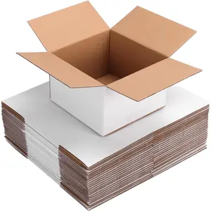 25 Packs Small Shipping Boxes 8x8x6 Inches White Corrugated Cardboard Box for Shipping Packing Business DIY