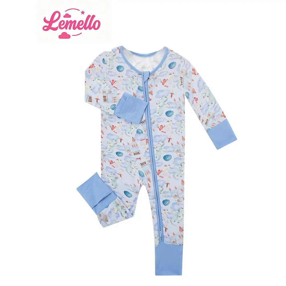 Leminuo Ultra-Soft Bamboo Fiber Long-Sleeve Bodysuit, Dragon, Comfortable and Fitted, Highly Elastic, Machine Washable, Bamboo Baby Sleepers, Suitable for indoor and outdoor use, baby girl clothes, baby boy, baby items clearance sale.
