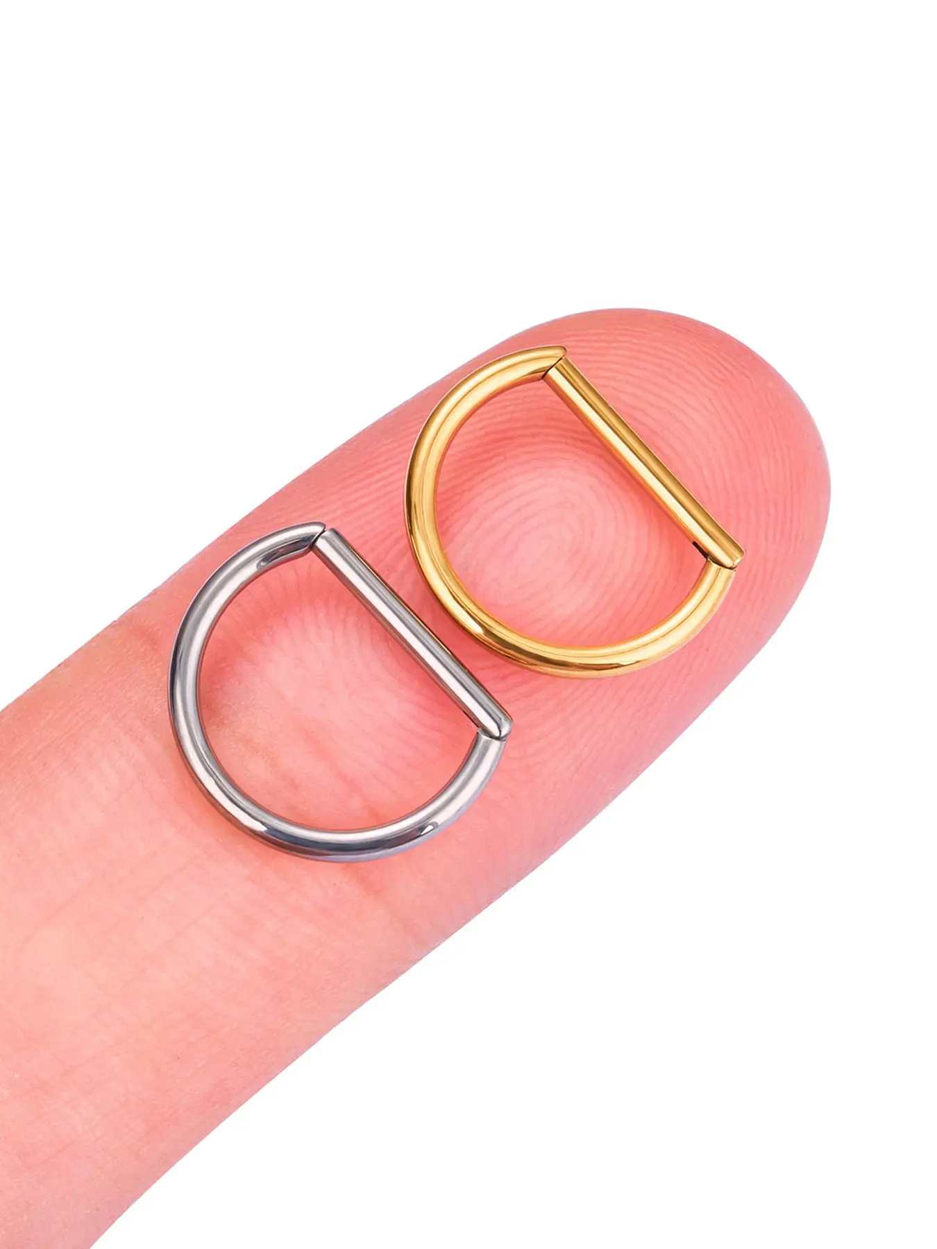 1pc SD Nose Ring, Titanium Alloy Hypoallergenic Septum Ring, D-Shape Tragus Stud, Seamless Nipple Ring, All Seasons Jewelry