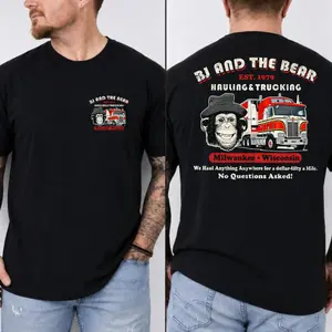 Graphic T-Shirt BJ and the Bear Hauling Trucking Ltd Worn Out Shirt Vintage 70s TV Show Graphic T-shirt 70s Movie Fan Tee Gift For Him Made In USA, Retro TV Series Tee, Casual Streetwear Unisex Shirt, Cotton Tee, Summer Camiseta Verano, Vintage 70s Style,