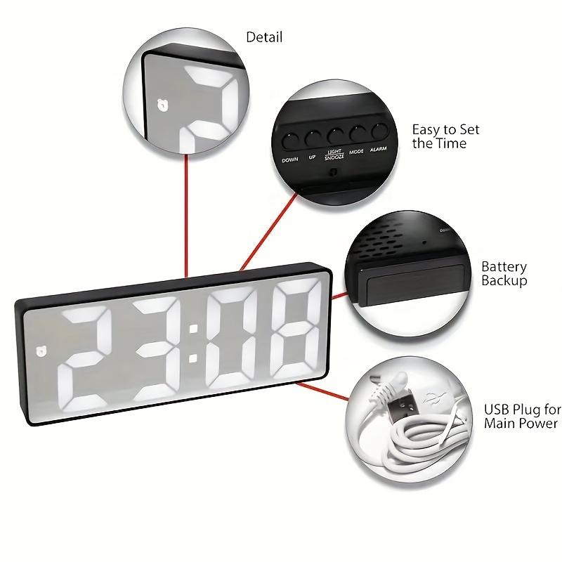 1pc LED Mirror Table Alarm Clock |   Digital Display, USB Powered, Snooze Function, Modern Rectangular Design with Plastic Frame, ≤36V Operating Voltage |   Ideal for Bedroom Or Office Decor