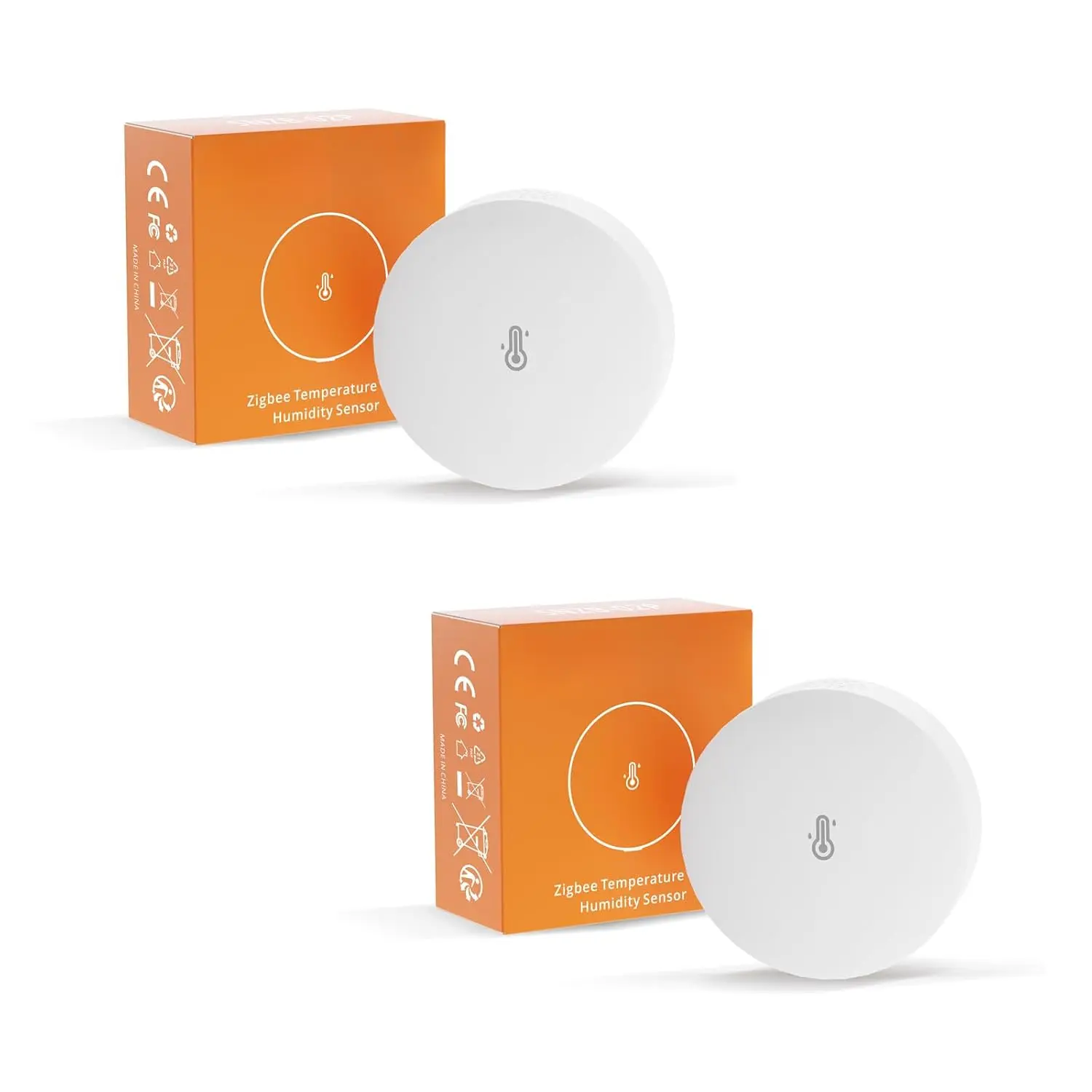 Indoor Temperature Humidity Sensor, Thermometer Hygrometer with Alert, Works with Alexa & Google Home for Remote Monitoring and Home Automation, ZigBee 3.0 Hub Required, 2-Pack