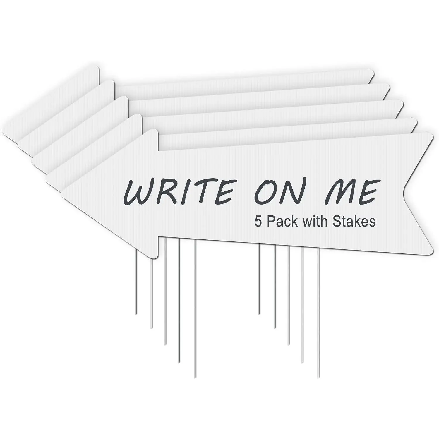 Blank  Yard Signs with Stakes, 5 Pack 17 x 6 Inches White Plastic Wedding Directional  Signs for Weddings, Birthday Party, Guidepost Decorations