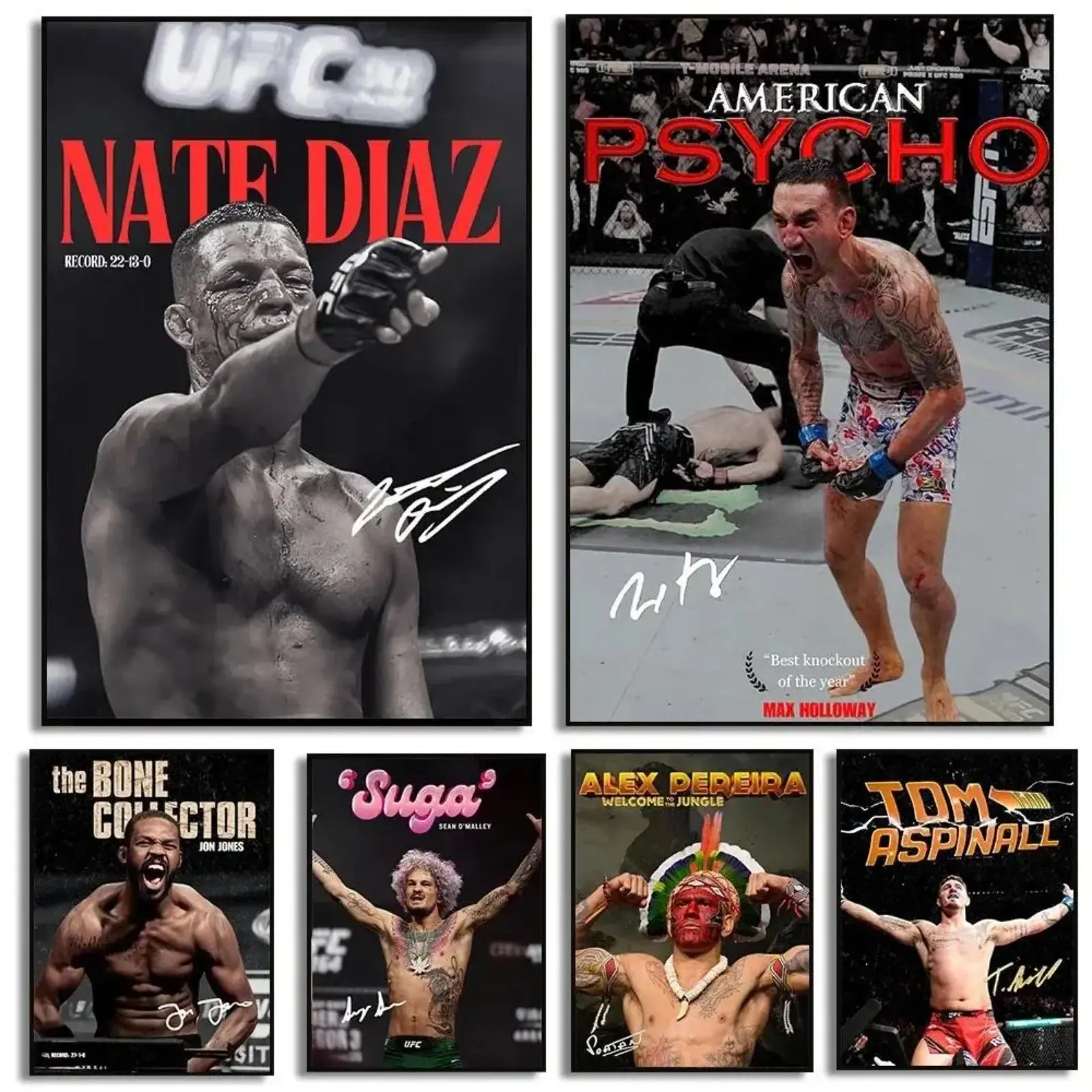 MMA Fighter Canvas Wall Art Poster, Combat Sports Champion Artwork, Boxing Gym Decor, Man Cave Wall Decoration, Gift for Fight Fans