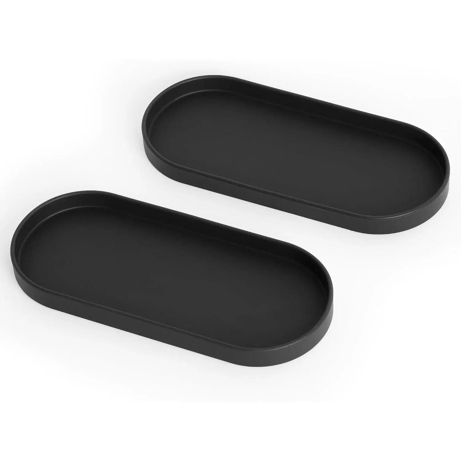 Silicone Tray - Small Vanity Tray Organizer - Spoon Rest Holder - Kitchen Sink, Bathroom, Multi-Purpose Modern Counter Organizer (Black)