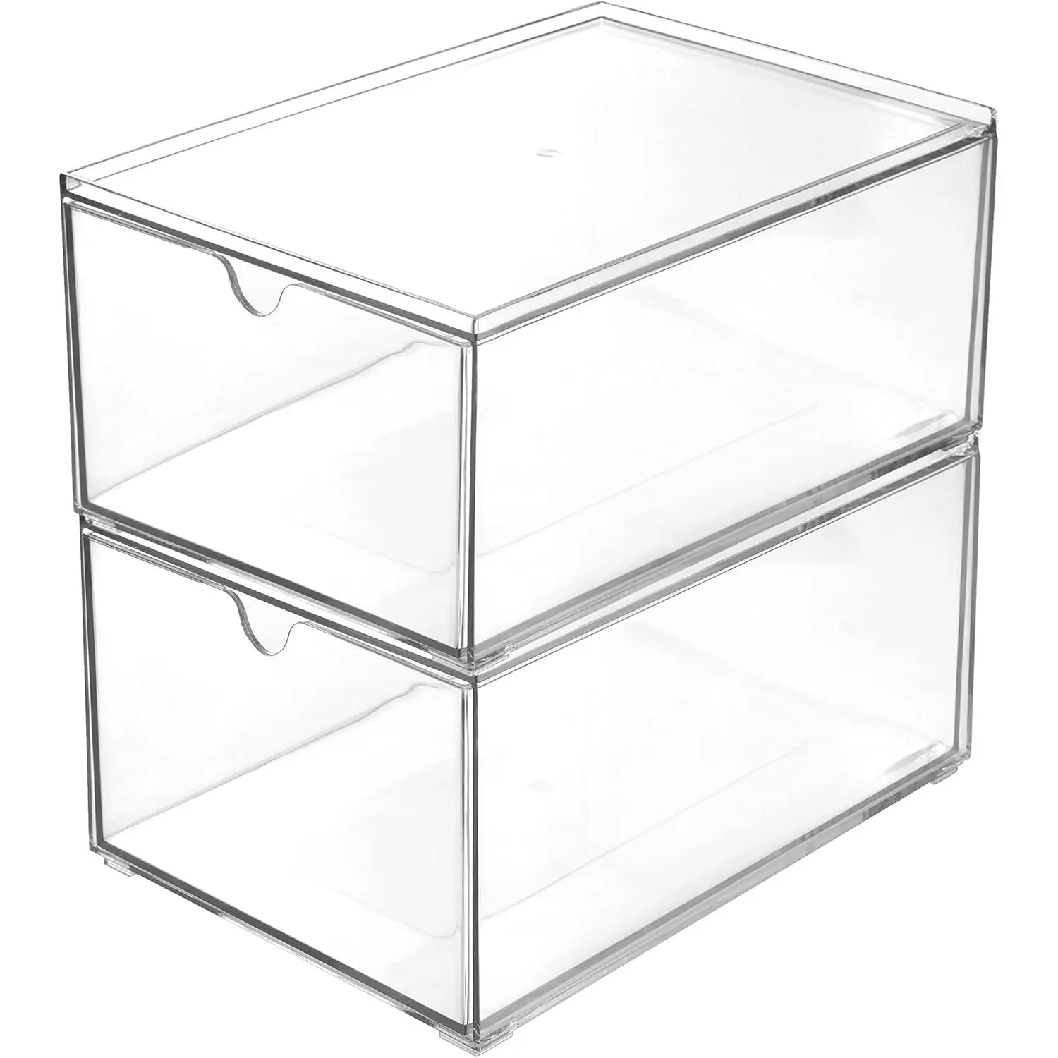 2 Pack Stackable Plastic Organiser Drawers, Clear  Organizers, Makeup Organiser Drawers