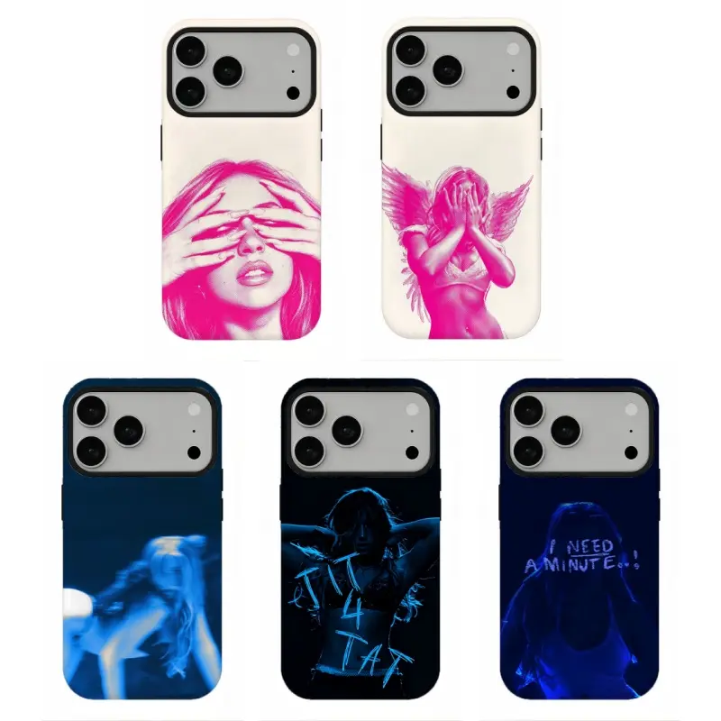 Trendy Y2K T4teee McR4e Tour Art Phone Case, Blue Hot‑Pink Concert Photo & Film Strip Print, Dark Grunge Aesthetic Protective Cover for iPhone 11 12 13 14 15 16 17 18 Promax/Pro/Plus and for Samsung S21-S26, Awesome Gift For Fans, Perfect Holiday Gift