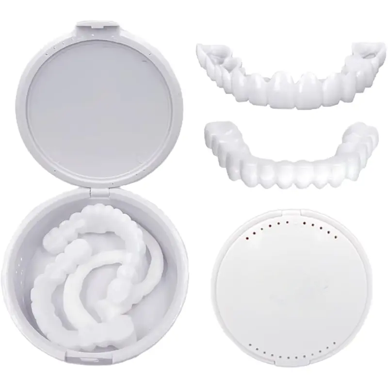 Cosmetic Silicone Simulated Oral Dental Braces - Teeth Whitening Accessory for Dentures Coffee instant confident smile portable stain
