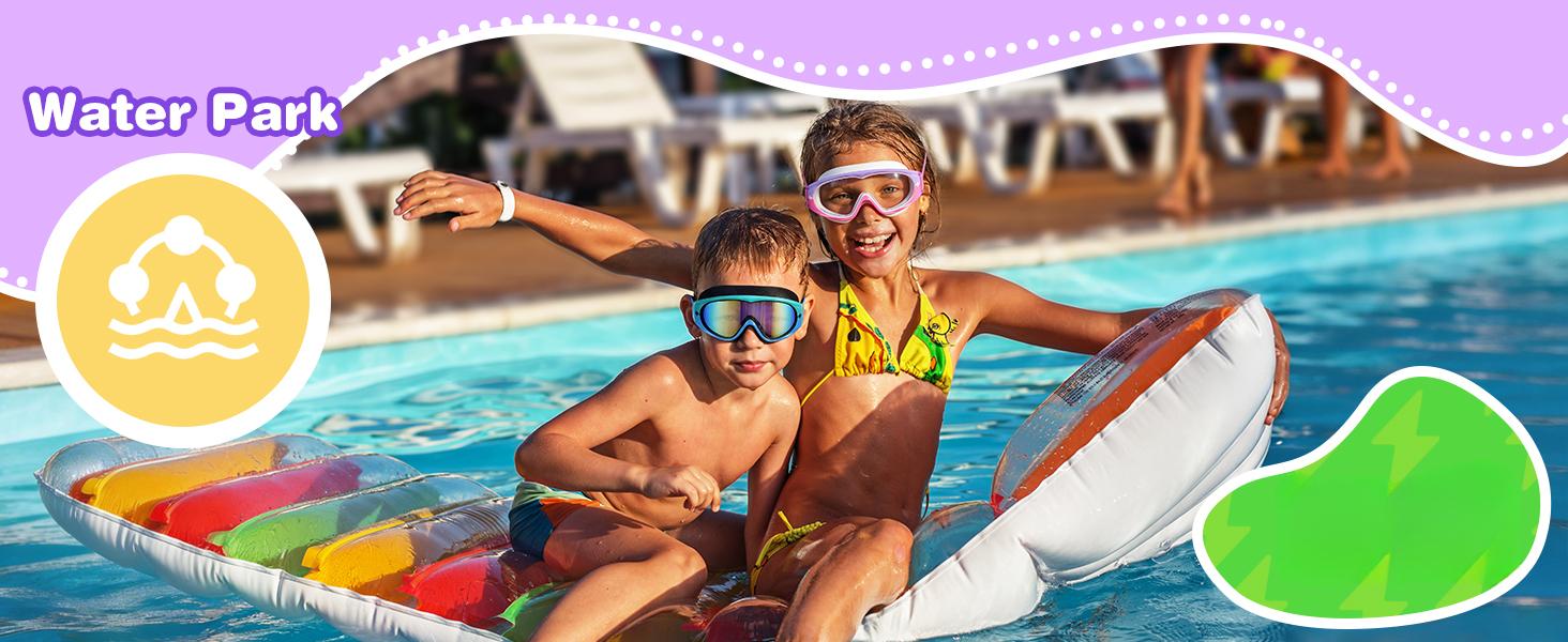 2 Pack Wide View Swimming Goggles, No Leaking Kids Swim Goggles with Anti-Fog/UV HD View Kids Goggles Boys Girls 3-15