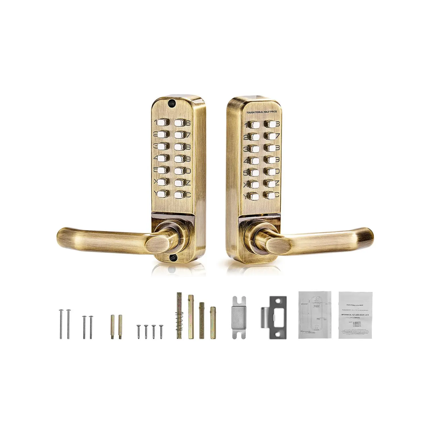 Mechanical Keyless Entry Door Lock, 2nd Generation Mechanical Combination Lock, Automatic Locking & Hold-Open Mode, Universal Compatibility with Various Doors