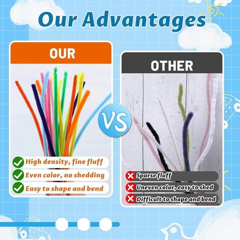 200 Pcs Pipe Cleaners, Creative Chenille Stems Pipe Cleaners Craft, Fuzzy Pipe Cleaners Bulk  Crafts, DIY Pipe Cleaner  Home Arts and Crafts Decorations Supplies for