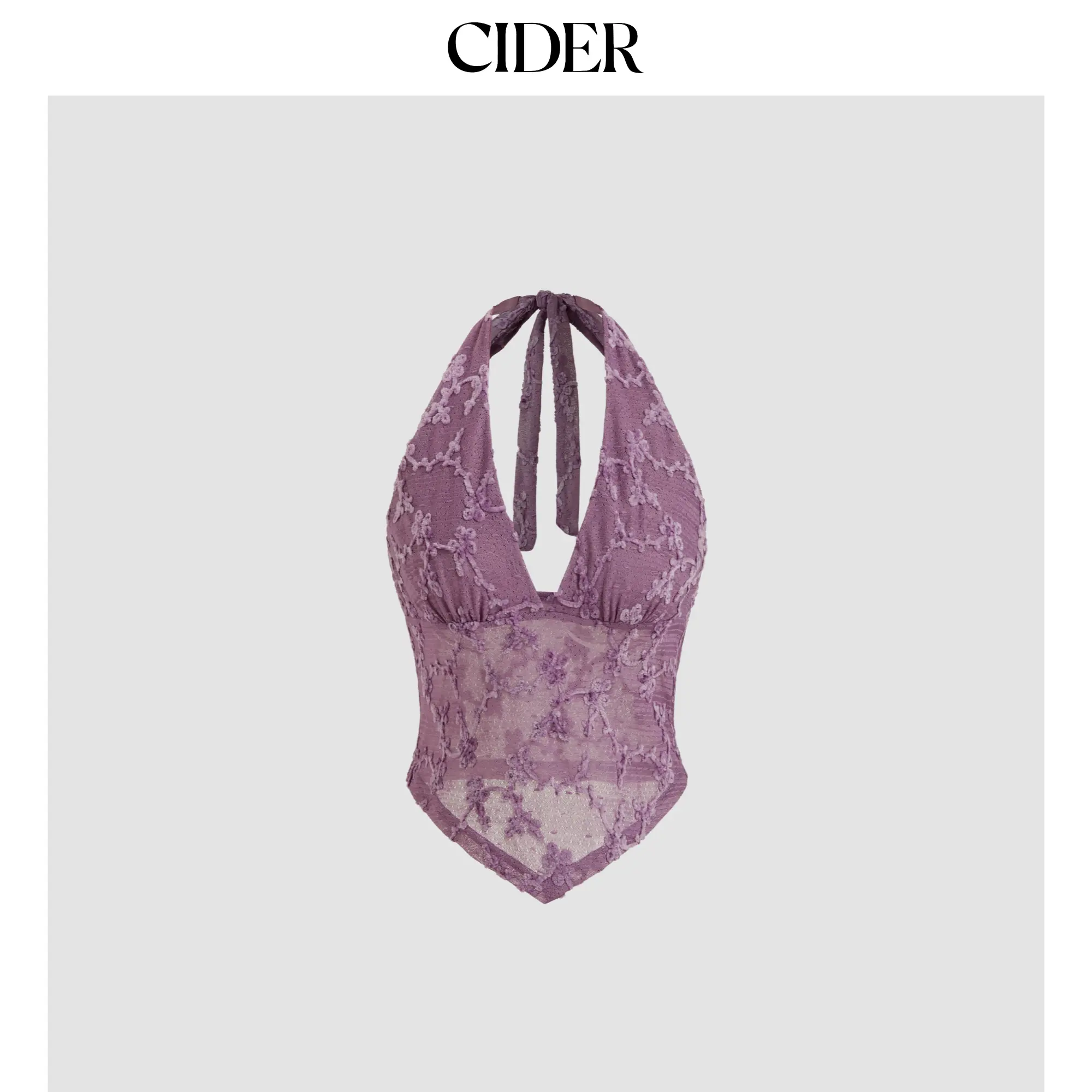 Cider V-neck Halter Knotted Floral Mesh Tank Top SummerWins SummerFinds
