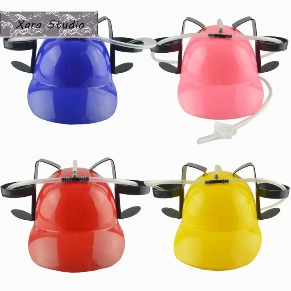 Sporty Sport Rainwear Hands-Free Beer Drinking Hat - Novel Helmet Headband with Accessories, Fun Prop for Birthday Parties, Outdoor Gatherings