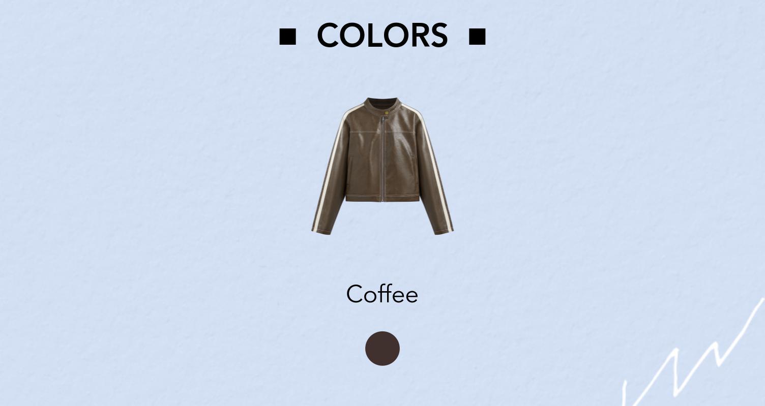 Cider [size 0-10] Faux Leather Stand Collar Side Stripe Pocket Zipper Jacket