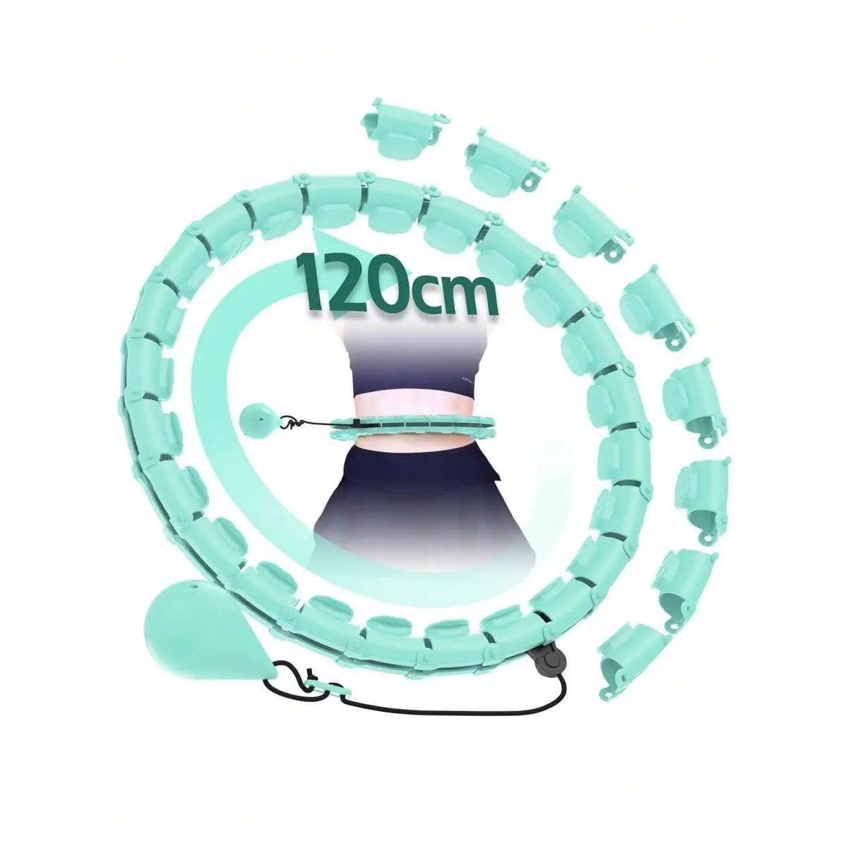 Adjustable Weighted Hula Hoop 24 Links Fitness Equipment for Women Home Workout Waist Trimmer Silent Massage Exercise Hoop Core Strengthening Waist Slimming Hoop