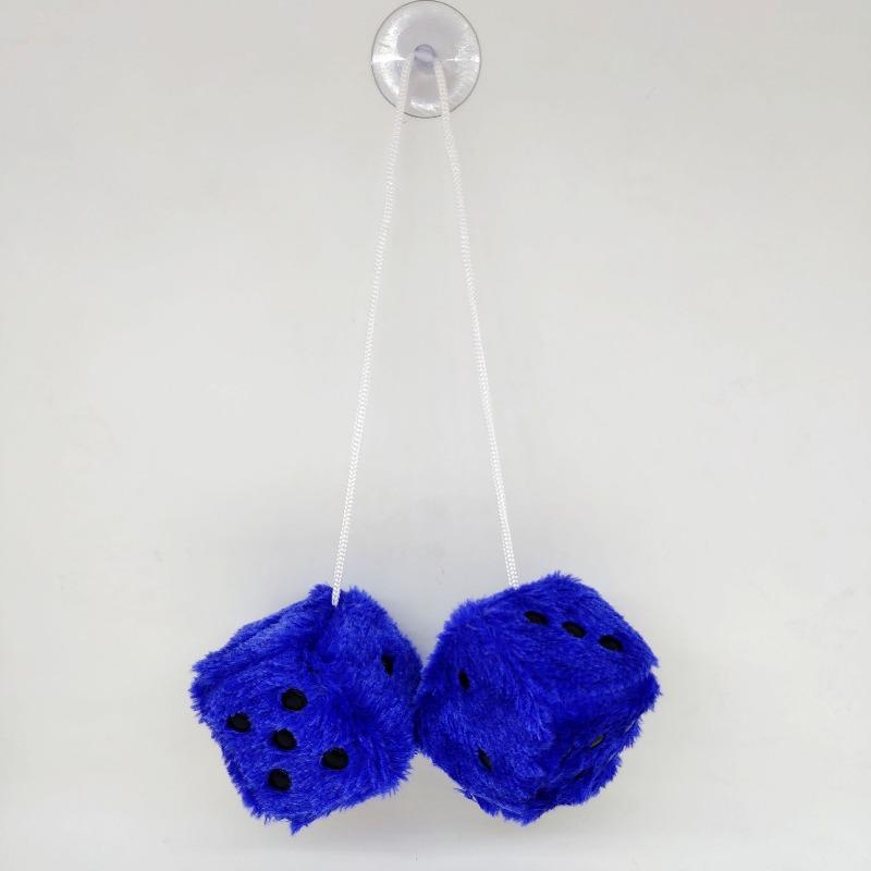 6cm long hair hot stamping dice plush toy cube pendant, rearview mirror pendant sieve