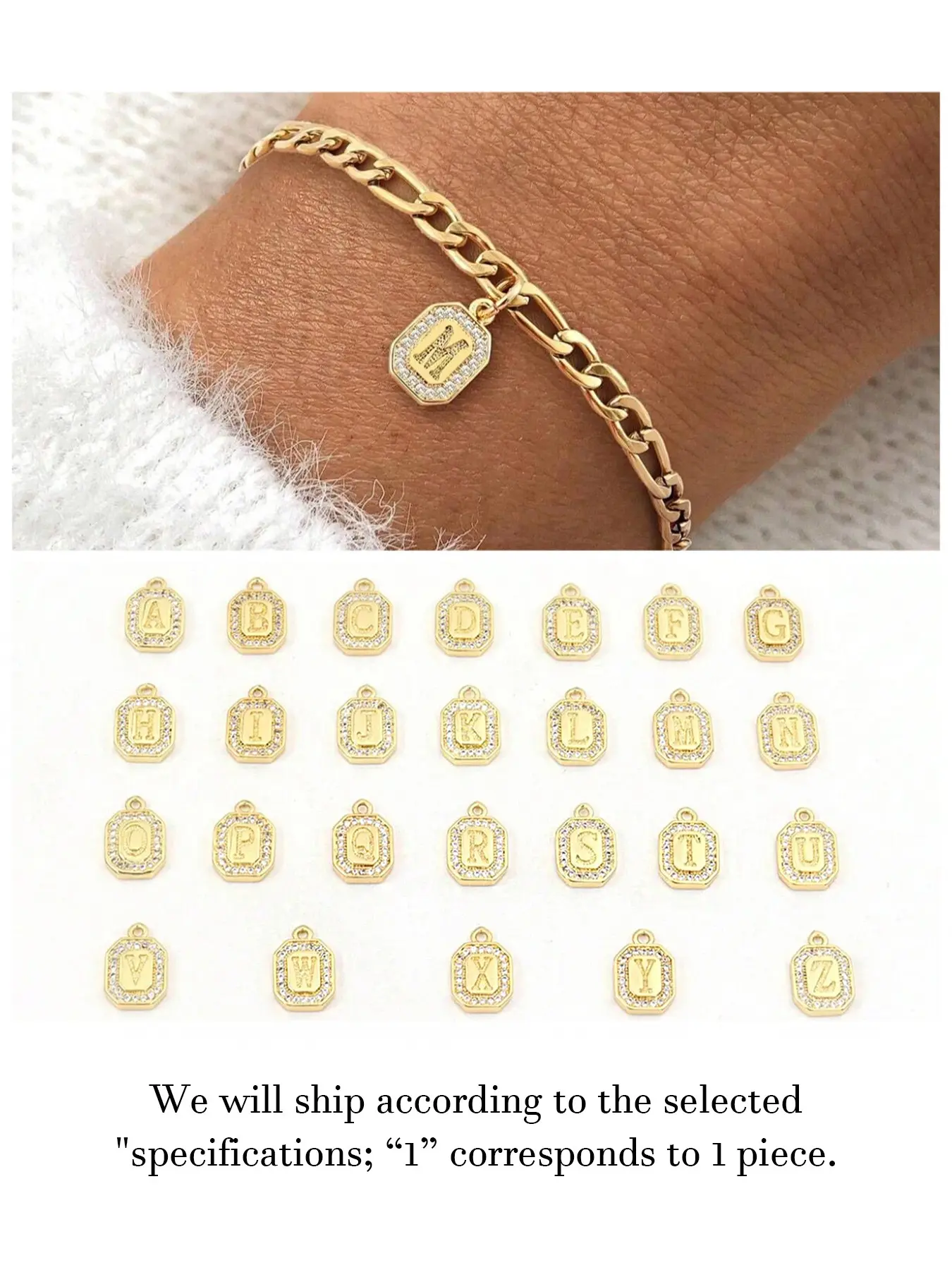 Customizable Initial Letter Bracelet, Unisex Punk Style, 18k Cuban Chain, Suitable for Women & Teen Girls, All Seasons