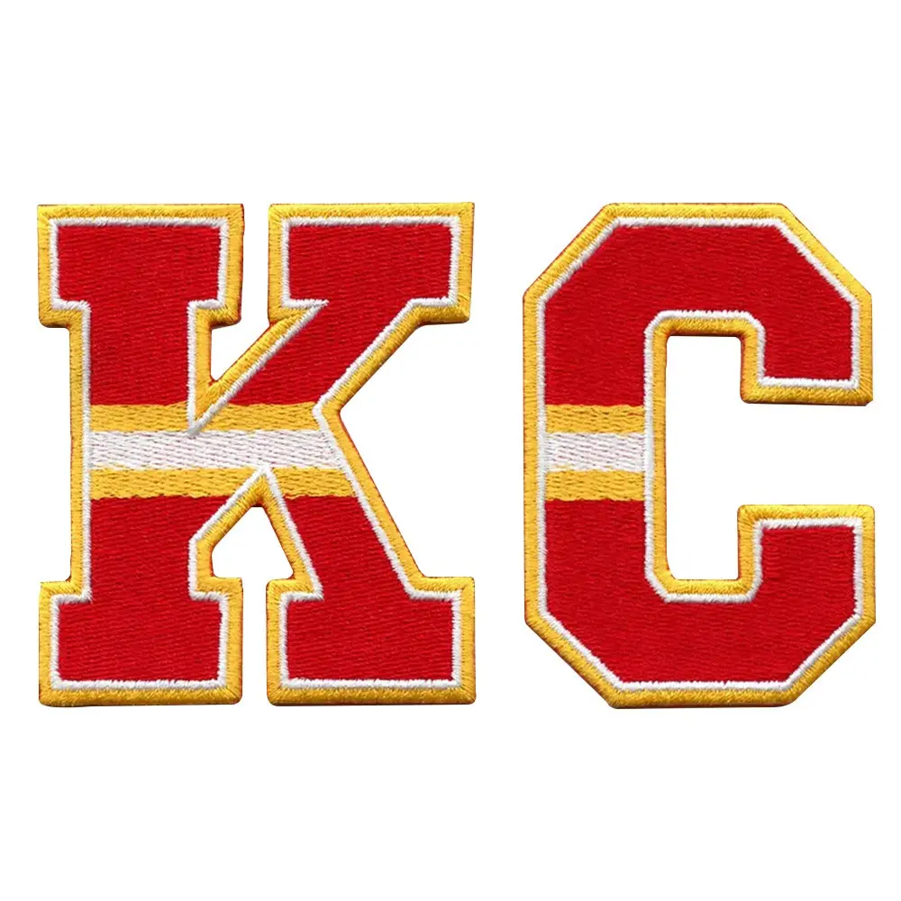 1 Count Kansas City Letter K or C Iron On Patch, Football Missouri Embroidered Patch for Hats, Clothes, Jackets, Backpacks, Vests, Gym Bags