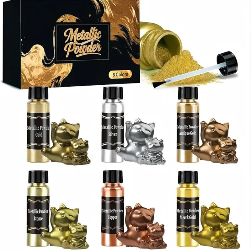 6 Colors Metallic Mica Powder Set, Shimmer Pigment Dye for Epoxy Resin, Jewelry Making, Slime, Polymer Clay, Candle Making, DIY Crafts