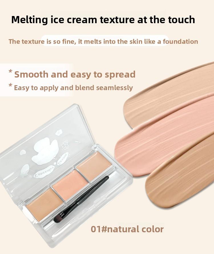 armosu three-color concealer is waterproof and covers spots, acne marks, dark circles, and enhances complexion