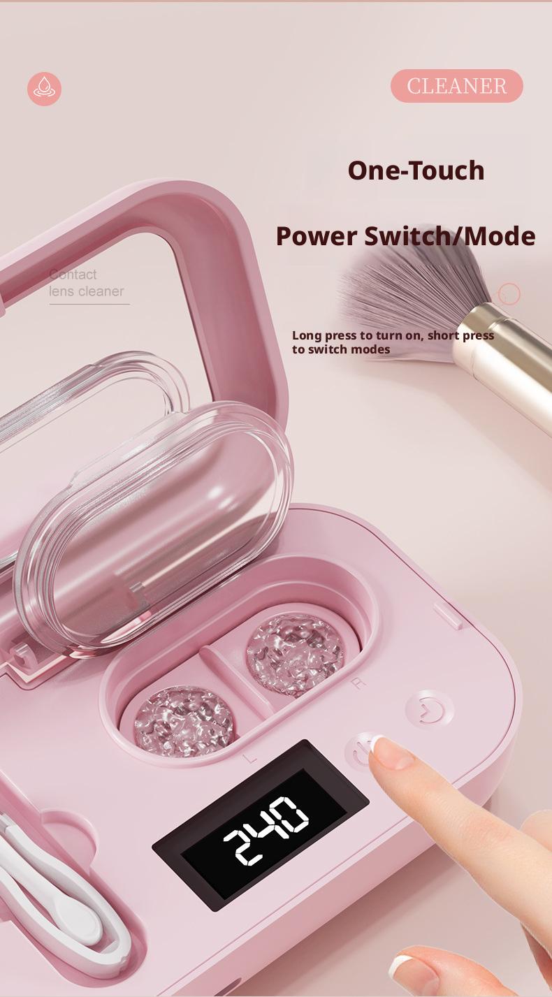 Ultrasonic Contact Lens Cleaner, Electric Cleaning Machine for Color Contact Lenses, USB Rechargeable Portable Contact Lens Care Box