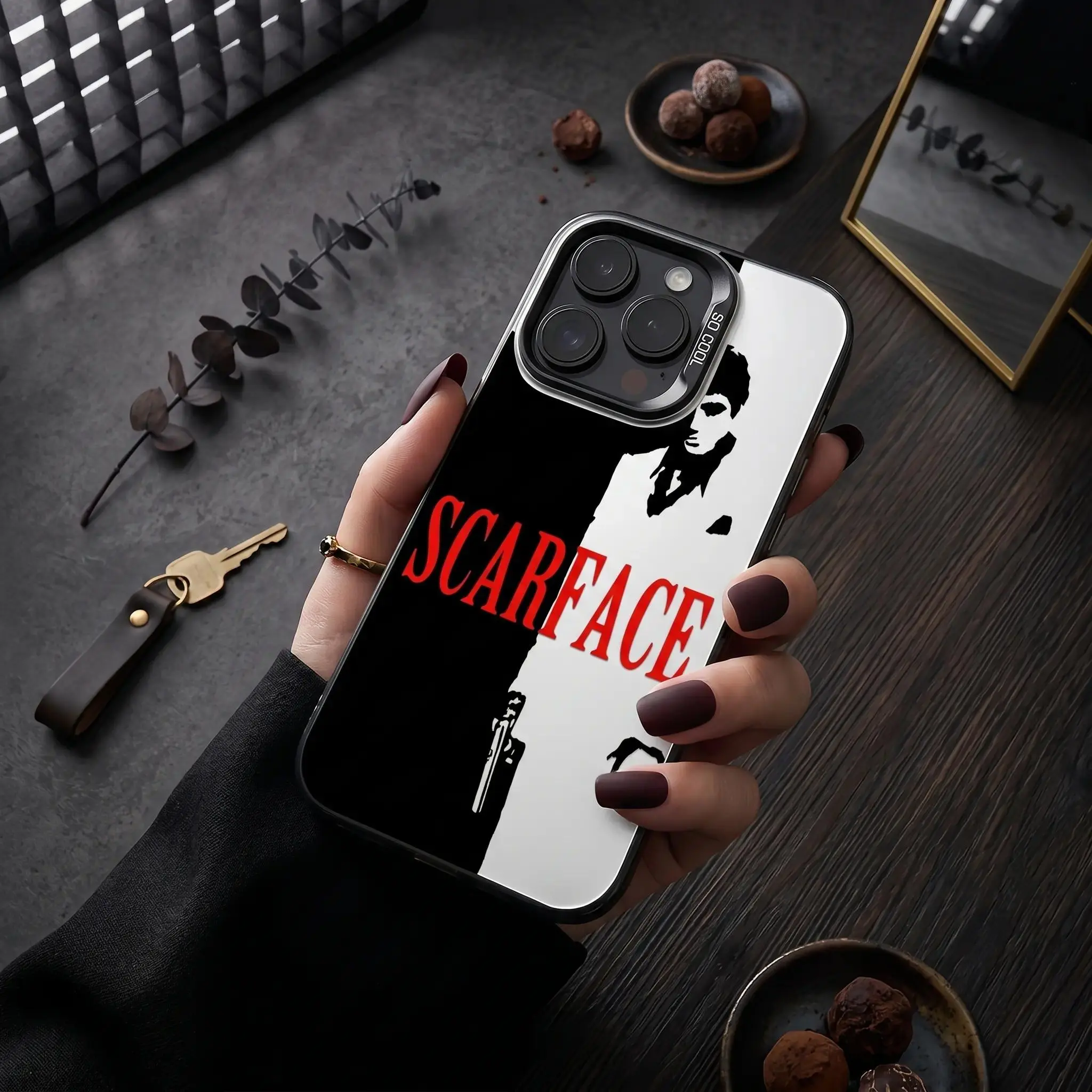 Scarface Movie Themed Frosted TPU Cellphone Case - Non-Slip, Shockproof Protector Cover, Cellphone Accessory with Protector for iPhone 17 Air 16 15 14 13 12 11 Pro Max Plus and Samsung S26 S25 S24 S23 S22 Plus Ultra, Protection, Colorful, Resistance