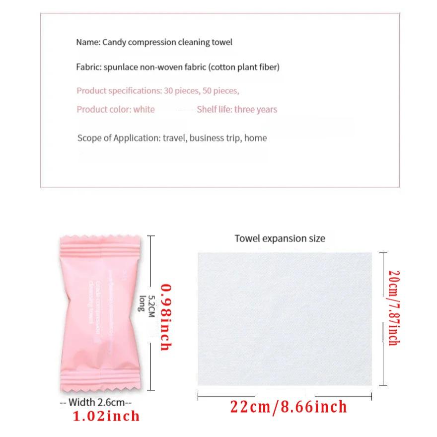 100pcs Compressed Towels for Travel, Gentle Cleansing Towels for Sensitive Skin, Disposable Cotton Cleansing Towel in Convenient Bag, Facial Care Tool, Facial Cleansing Pads
