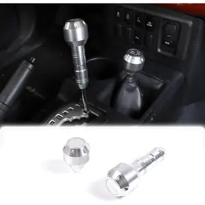 Car Shifter Knob Stick Head Replacement for Toyota FJ Cruiser 2007-2021 Accessories, Aluminum Alloy Automotive Gear Shift Handle Lever Head Replacement Interior Decoration (Silver)