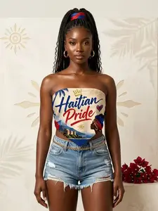 【Haitian Culture】Scarf Shawl Wrap with Woman in Turban, Citadel and Coastal Landscape - Vibrant Artistic Design for Festive Celebrations, Cultural Events and Tropical Getaways