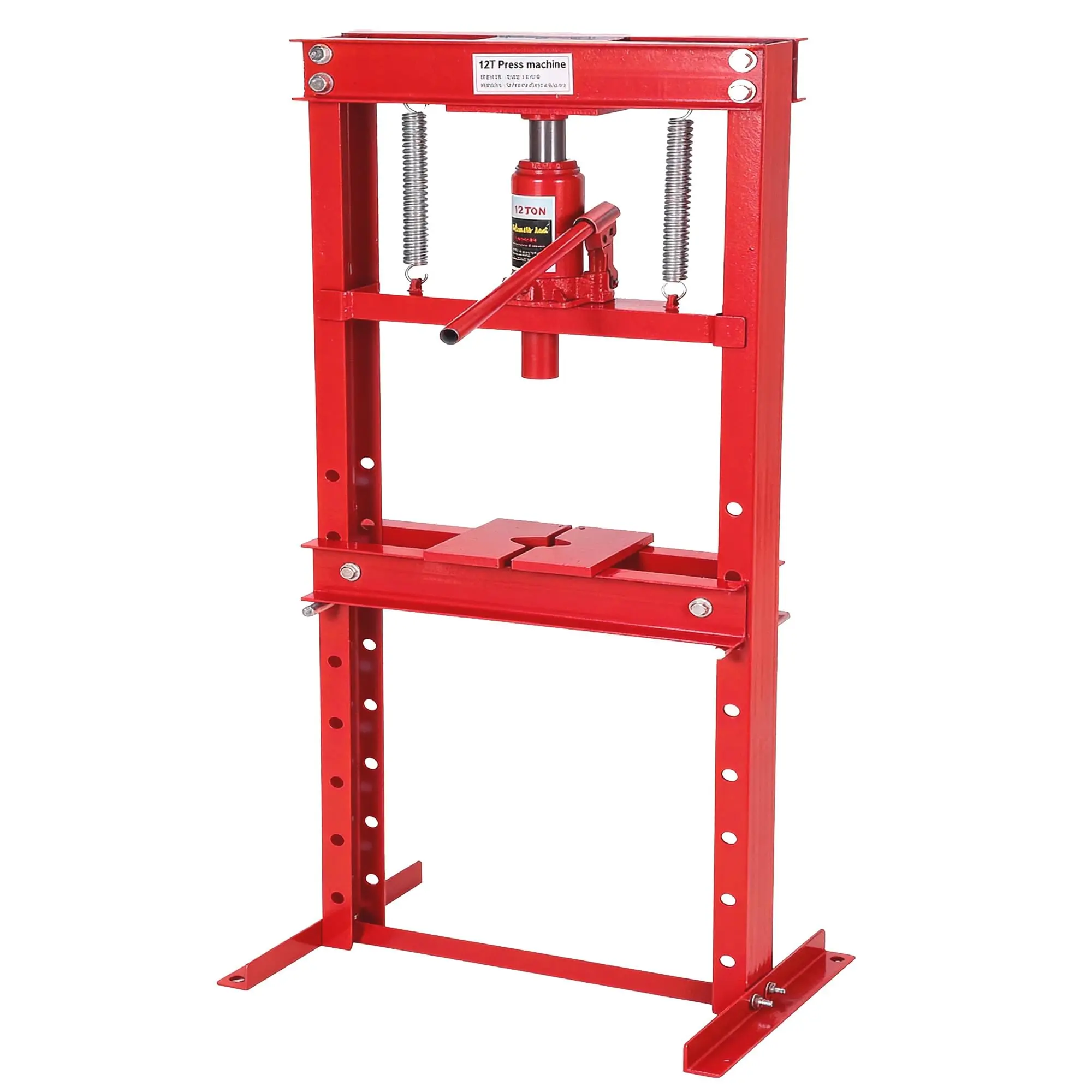 Garvee 12 Ton Hydraulic Shop Press with Stamping Plates - Heavy Duty h-Frame Garage Floor Press for Bending, Straightening, Installing Bearings & u-Joints