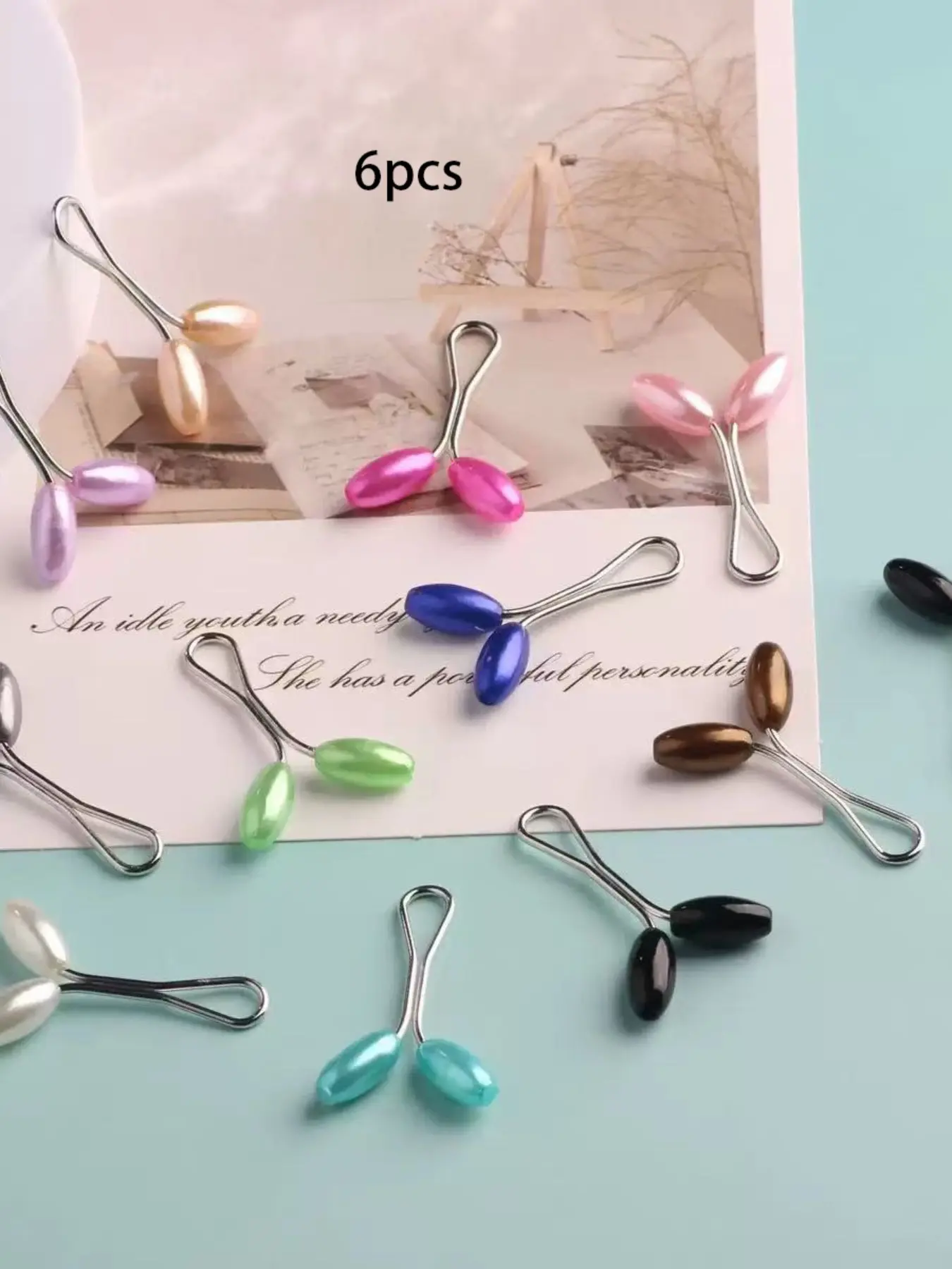 6pcs Muslim Hijab Clips Set For Muslim, Scarf and Shawl Accessories, Islamic Hijab Safety Pins Button, Wedding Dress Decoration