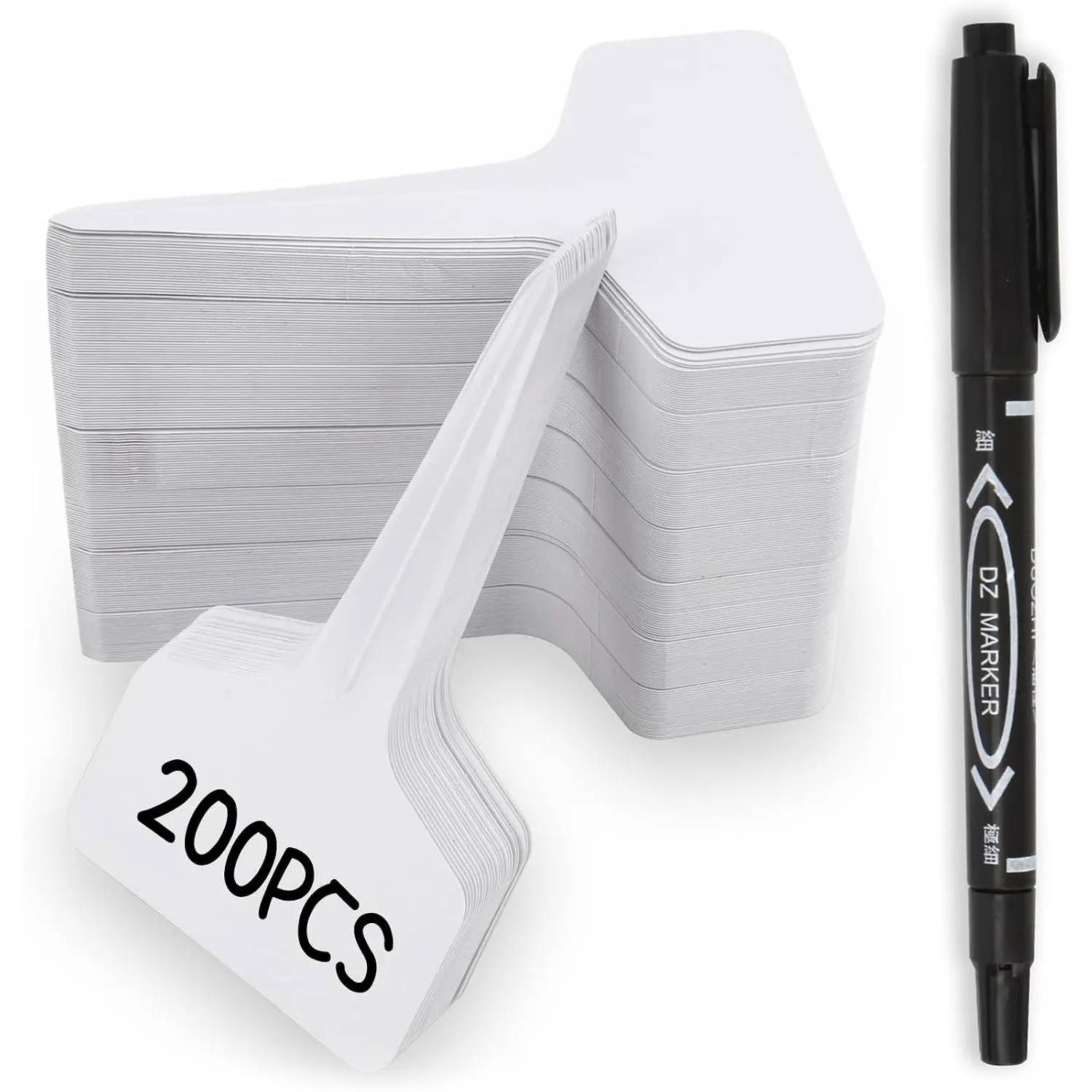 200-Count T-Shaped Weatherproof PVC Plastic Garden Markers, 4-in Outdoor Stakes for Seedlings Labeling, Gardening Supplies for Gardeners, Greenhouse Accessories