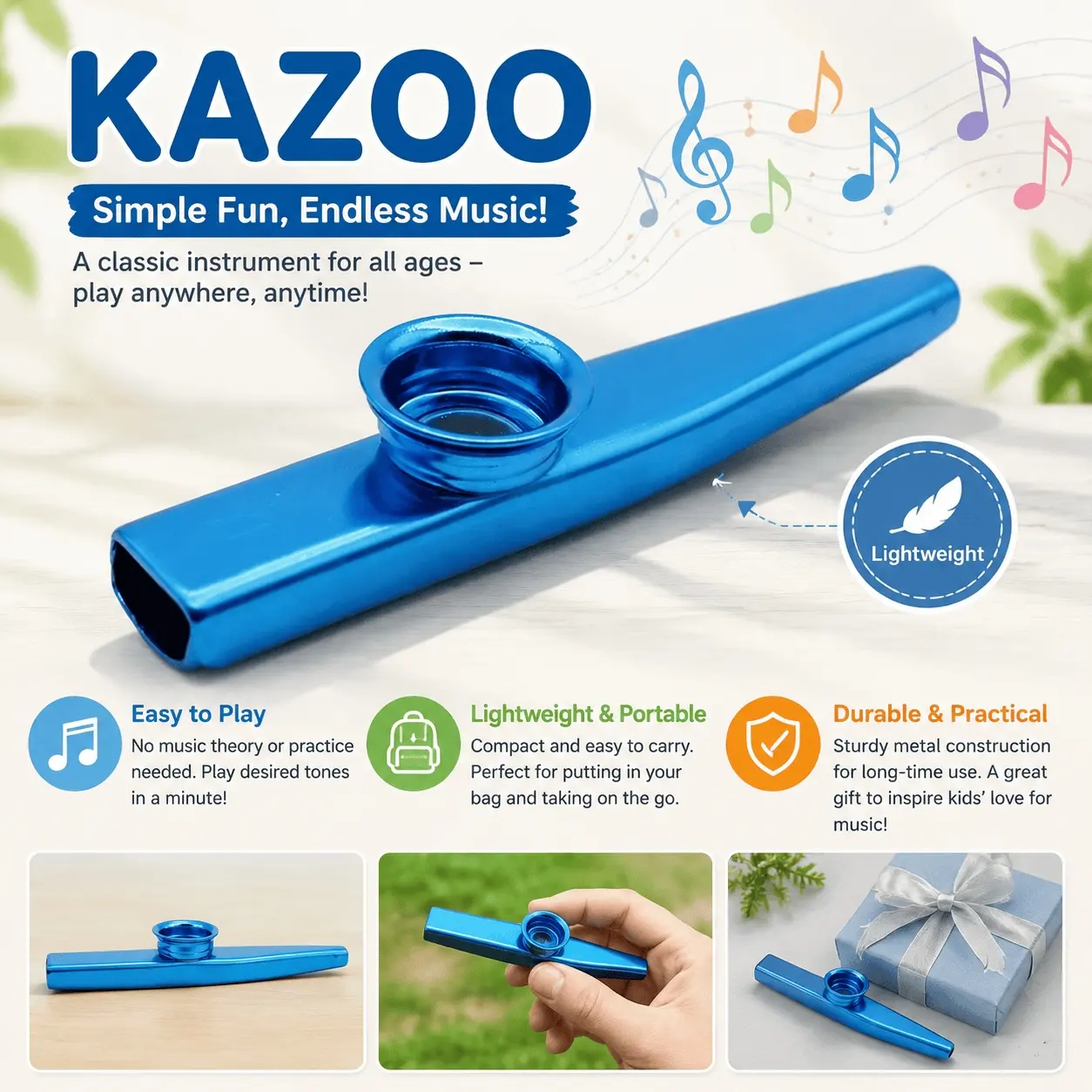 Portable Metal Kazoo Fun Musical Wind Instrument with Guitar Accompaniment, Interactive Play Ready No Maintenance. Perfect Dorm Party Gathering Atmosphere Prop, Back to School Music Class Teaching Tool. Lightweight Blow Pipe Toy Creative Gift.