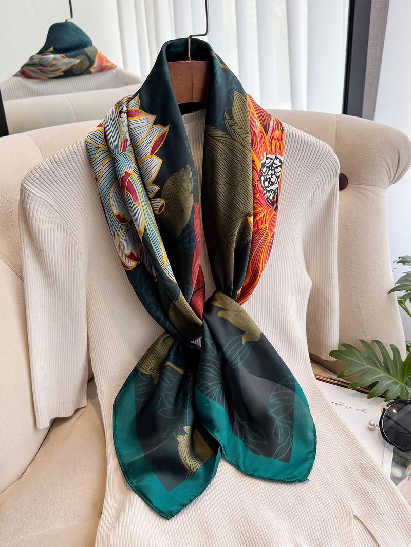 Women's Floral Print Scarf, Fashionable Hair Accessories for Daily Wear, Casual Versatile Scarf for Women & Girls