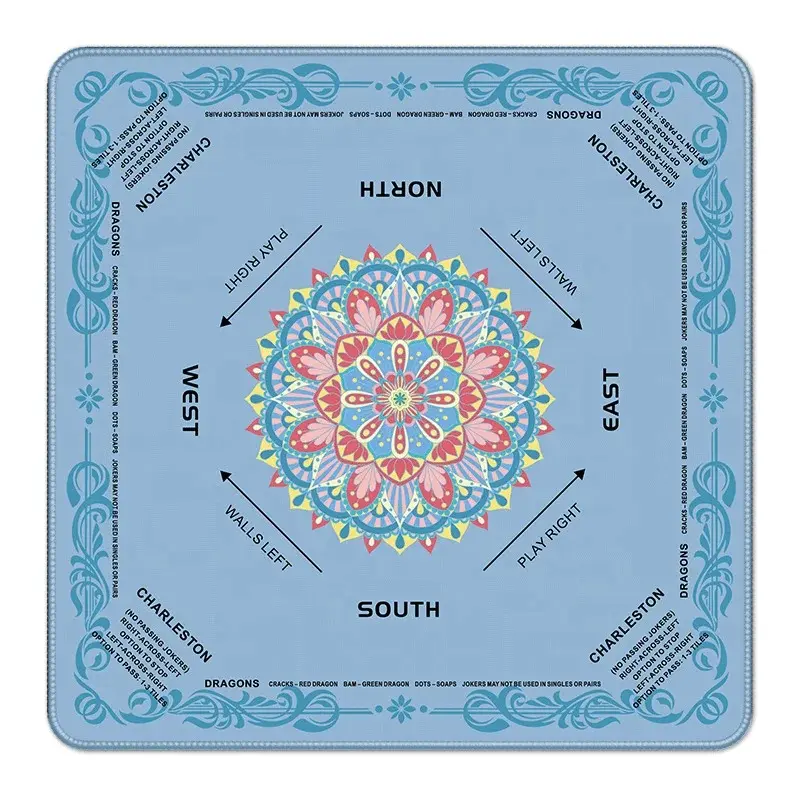 Wholesale Cross-Border US Natural Rubber Thickened Non-Slip Noise Reduction Modern Mahjong Board Game Mat for 4 Players 32.4