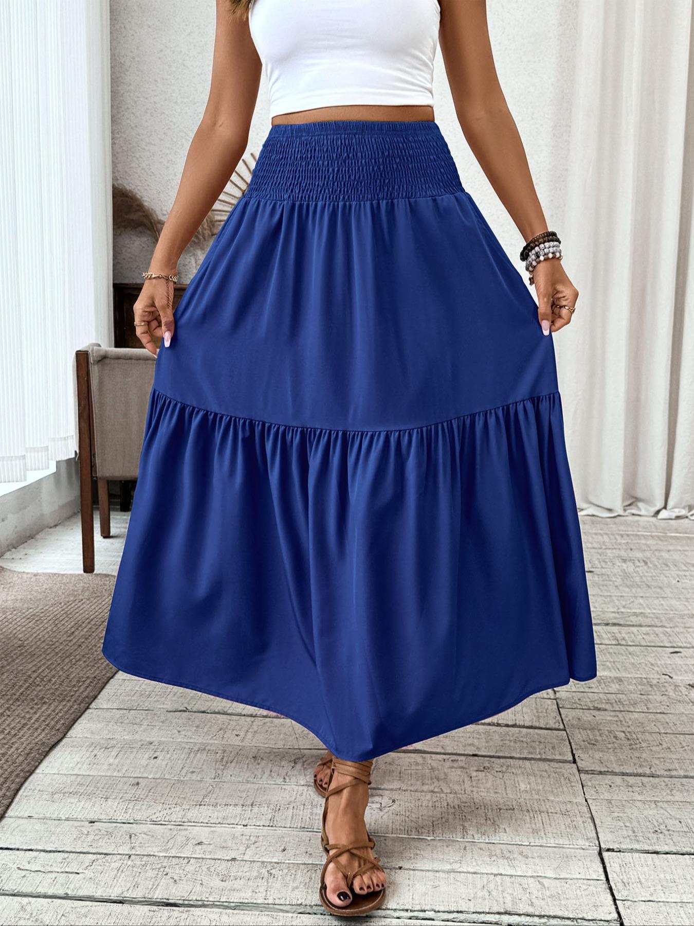 Women's Ditsy Floral Print Skirt, Boho Casual Fit A Line Long Skirt for Beach Holiday Vacation, Ladies Summer Clothes