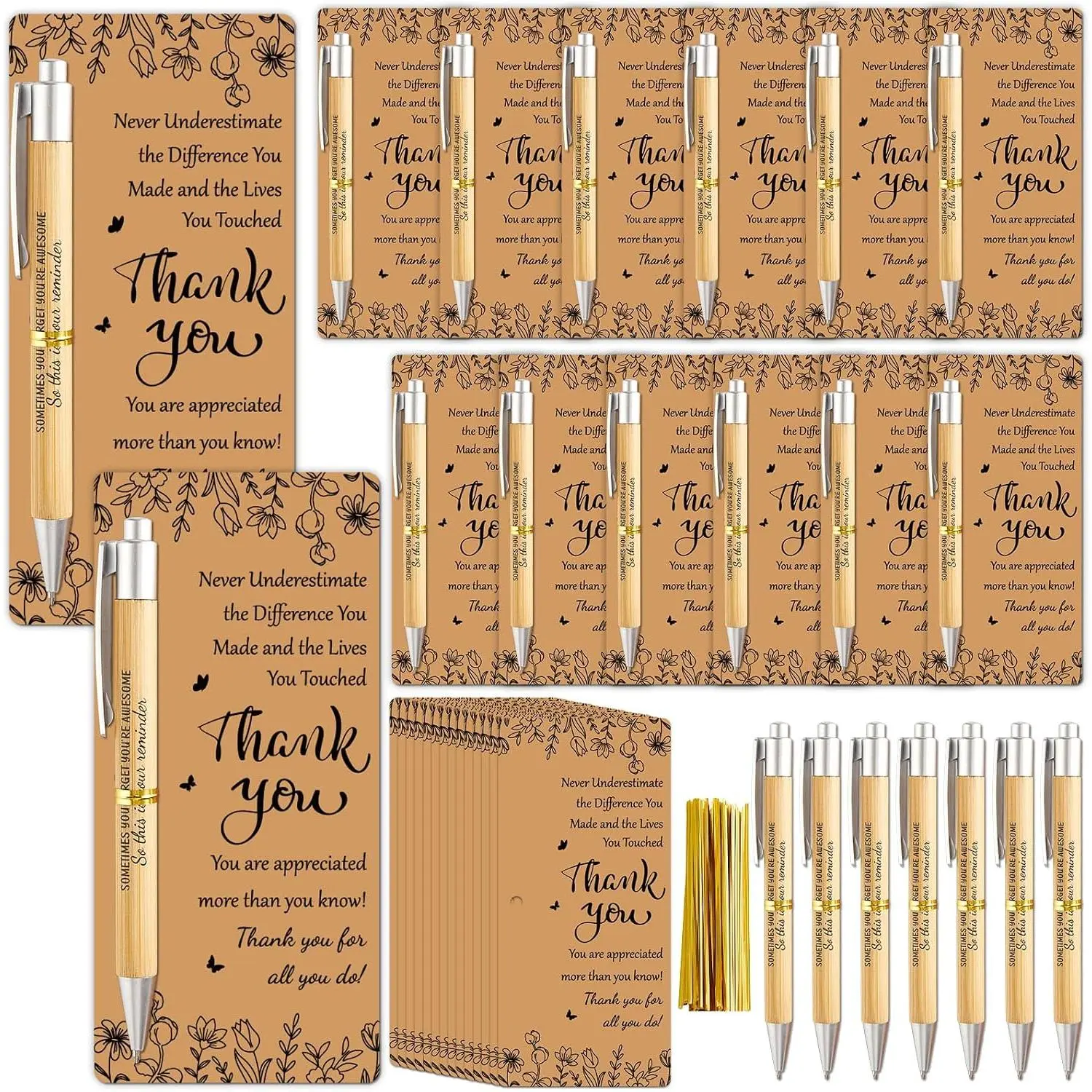 30 Sets Employee Appreciation  Bulk Inspirational  Ballpoint Pens with Thank You Greeting Cards Appreciation Gifts for Nurse Volunteer Coworker Teacher Team Graduation Party Favors
