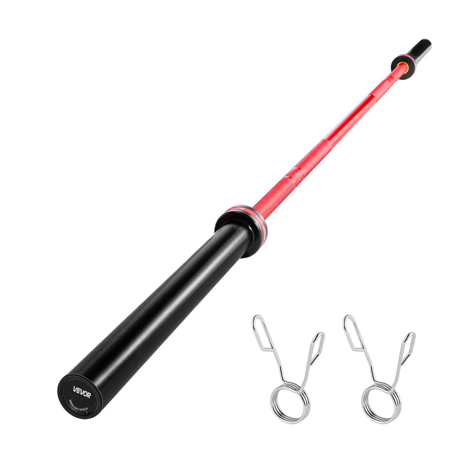 【DealsForYouDays】VEVOR Solid Steel 7FT (2.2m) 2-Inch Sleeve Barbell Bar, Textured Knurled Grip for Friction & Wrist-Forearm Support, 1000 lbs Capacity, 44.09 lbs/20kg Smooth-Loading Barbells for Powerlifting, Universal Fit Standard Size Strength Training,