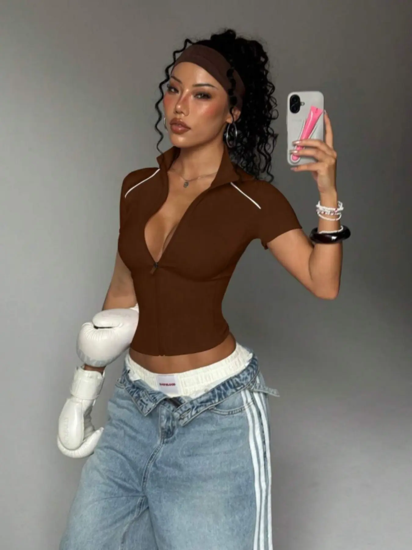 Women's Full Zip Short Sleeve Top, High Neck Compression Fitness Shirt, Slim Fit Short Tee, Ideal for Yoga and Streetwear, Compression Sports Tee