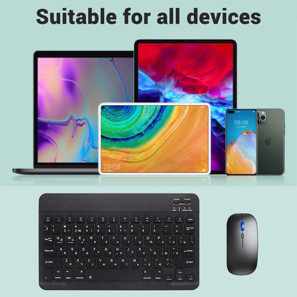 ENTRA Bluetooth Wireless Keyboard Mouse for iOS Android Windows Tablet iPad Air Mini Pro Silent Design 99% Noise Reduction Stable Connection 10m Range Portable Lightweight Device with Multiple Key Functions and Fast Bluetooth Connection - Phone swivel