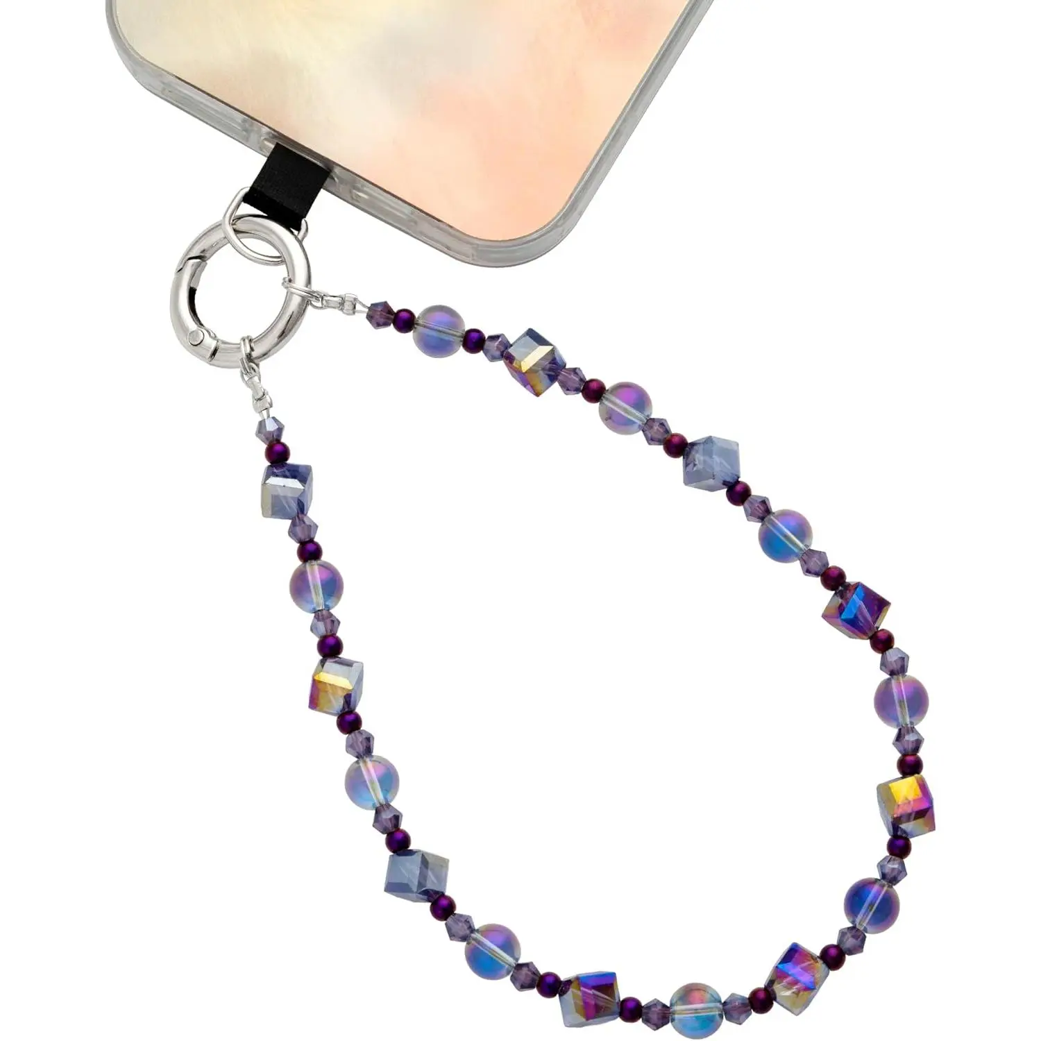 Cell Phone Wrist Strap  Beaded Phone Bracelet Strap For Women Sparkling Beads Wristlet Lanyard Beaded Chain (Night )
