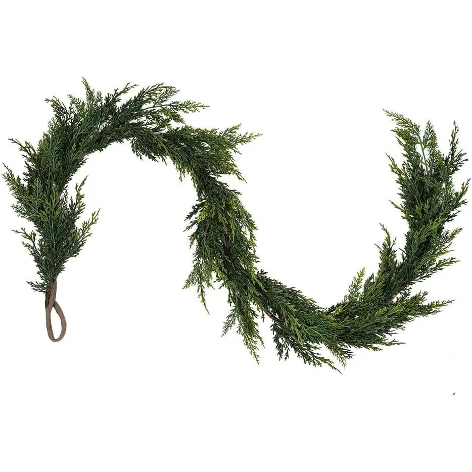 Christmas Cedar Garland,1Pcs 6ft Real  Cedar Pine Garland for Mantle Fireplace Outdoor Indoor Christmas Decorations