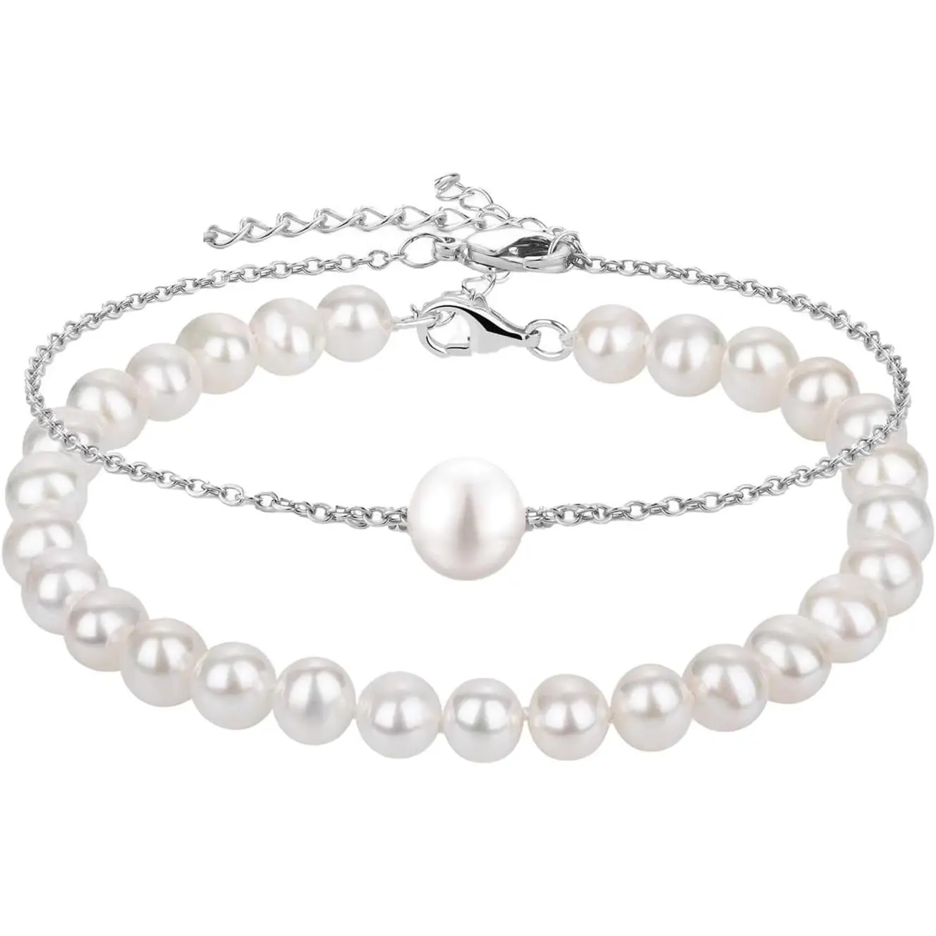 Cute Dainty Pearl Anklet for Women, Delicate Silver Chain, Beachy Summer Fashion Jewelry, Gift for Her, Anklets For Women