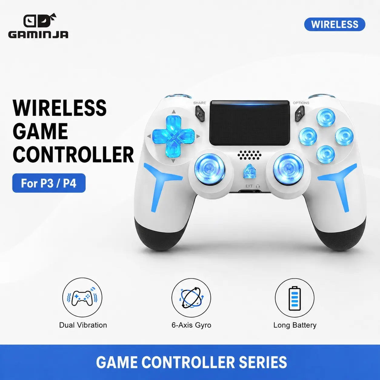 Wireless Retro Gaming Controller for Ps4/ps4 Slim/ps4 Pro/PC, Dual Vibration, Touchpad, Perfect Gift for All Ages, Esports Controller