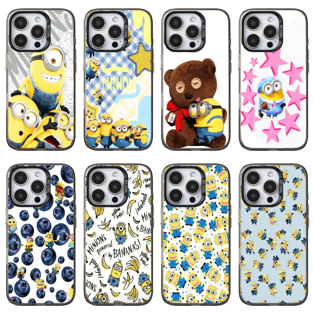 Minions Stacked Yellow Cartoon phone Cases For iPhone17 Pro max and Air,16 15 14 13 12 Pro,14 15 16 Plus, The perfect gift for holidays, birthdays and parties.